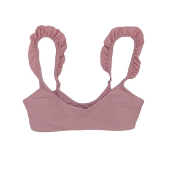 NWT Aerie Pink Bikini Ruffled Strap Bikini Swimsuit Top Size XS Women’s - Picture 1 of 6